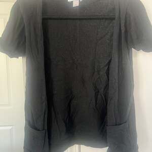 Ann Taylor LOFT Black Short Sleeve Button Up Cardigan Sweater